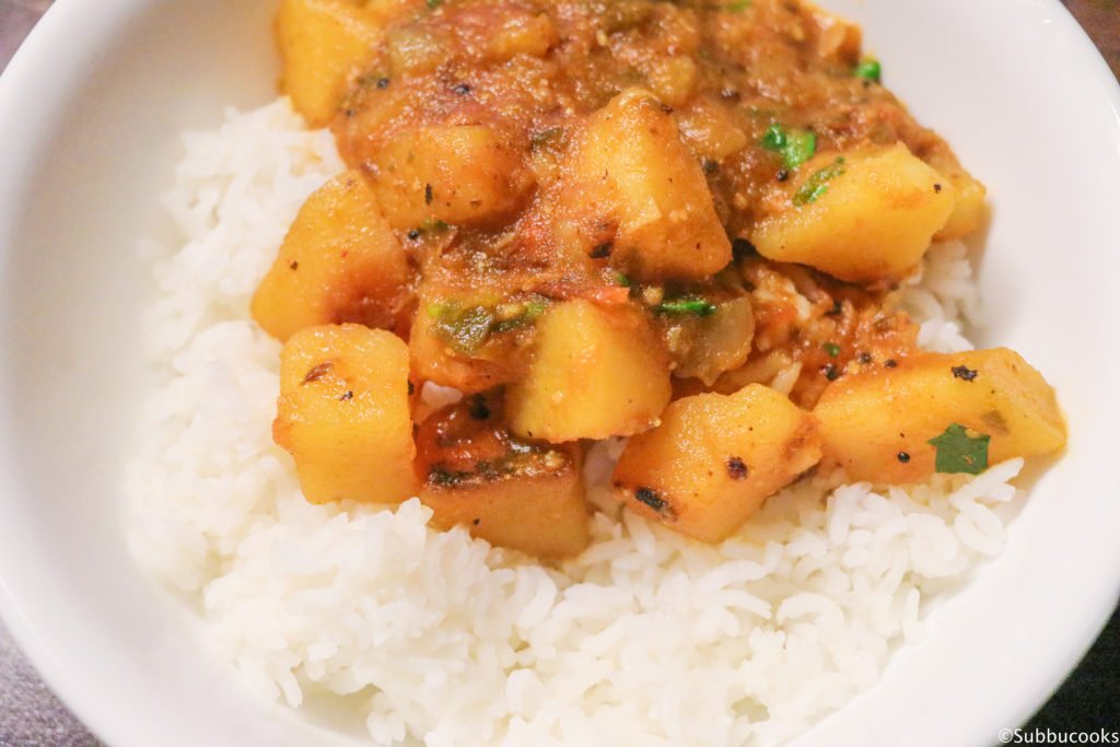 Potato curry and Rice in Instant Pot Subbu Cooks