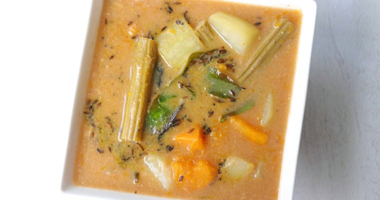 Andhra Mukkala Pulusu | Mixed vegetable stew | Dappalam